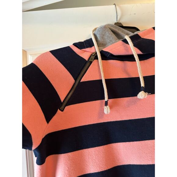Women's & Ampersand Ave Double Hood L/S Striped Hoodie, Size L-‎ Coral/Navy - Picture 3 of 11